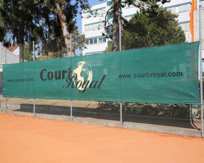 Tennisblende 12x2m<br>mit Werbeaufdruck Court Royal