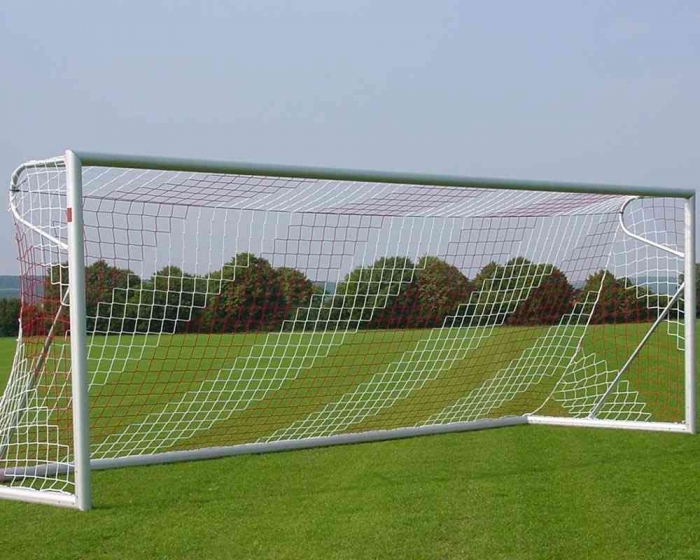 Fußball Tornetz 4mm Netzstärke<br> 2-farbig Tortiefe 80/150cm<br> 7,50m breit, 2,50m hoch