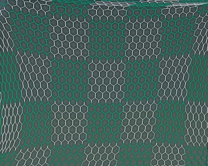 Kleinfeld-Fußball Tornetz<br> 2-farbig Schachbrettmuster<br> Tortiefe oben 80cm unten 100cm