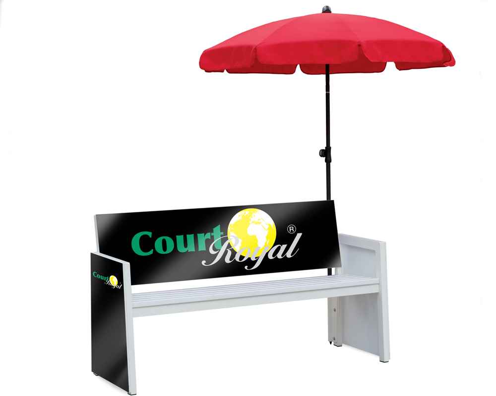 Sonnenschirm für Tennis Sitzbank