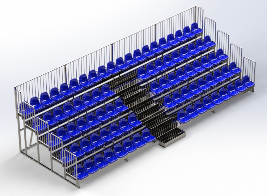 Zuschauertribüne mit fünf Sitzreihen und 88 Sitzplätzen